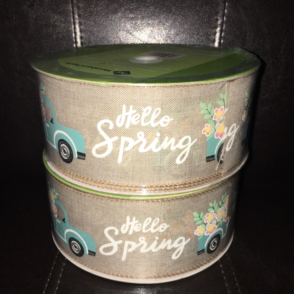 2 rolls of 50 yards each 2.5” Hello Spring ribbons